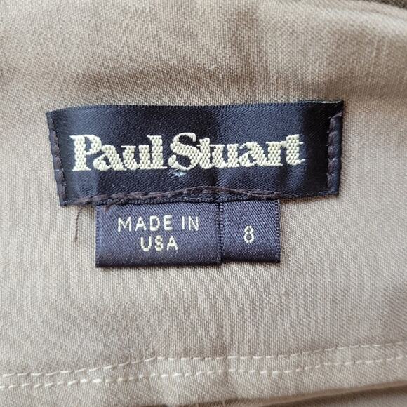 Paul Stuart Tan Pull On Pant Straight Slim Leg Size 8 - Picture 3 of 5